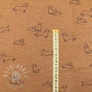 Teplákovina počesaná Dogs camel melange