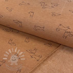 Teplákovina počesaná Dogs camel melange