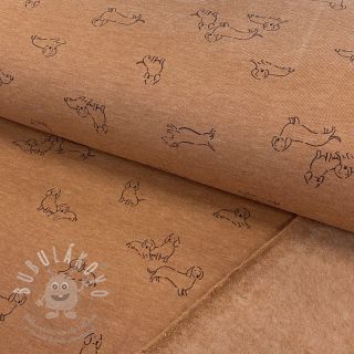 Teplákovina počesaná Dogs camel melange