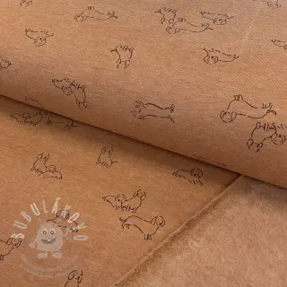 Teplákovina počesaná Dogs camel melange