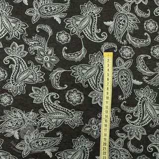 Teplákovina počesaná Paisley anthracite melange