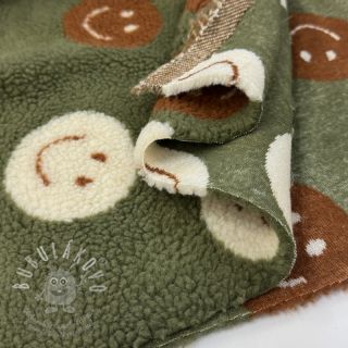 Kabátovina TEDDY JACQUARD Happy faces green