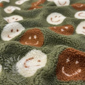 Kabátovina TEDDY JACQUARD Happy faces green