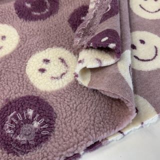 Kabátovina TEDDY JACQUARD Happy faces mauve