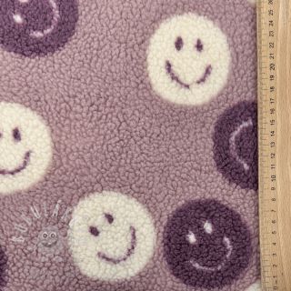 Kabátovina TEDDY JACQUARD Happy faces mauve