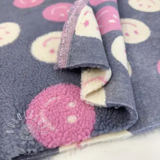 Kabátovina TEDDY JACQUARD Happy faces jeans