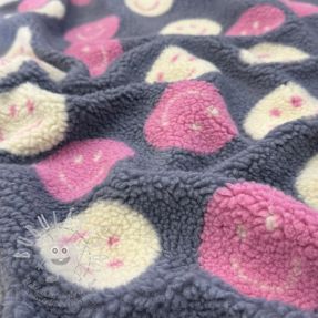 Kabátovina TEDDY JACQUARD Happy faces jeans