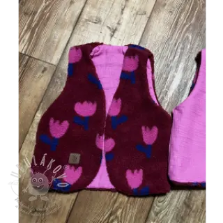 Kabátovina TEDDY JACQUARD Tulips dark red
