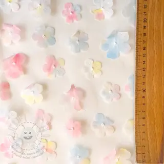 Tyl na TUTU RETRO Flowers light blue