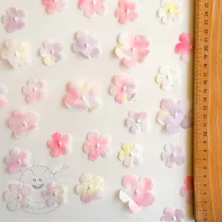 Tyl na TUTU RETRO Flowers light pink
