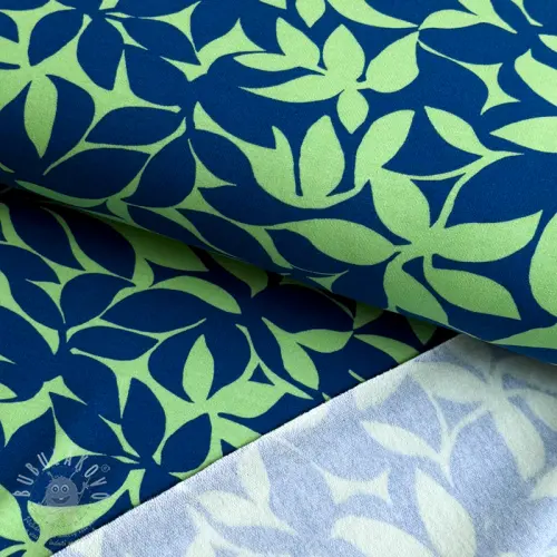 Levně Teplákovina počesaná SOFT Leaves green navy