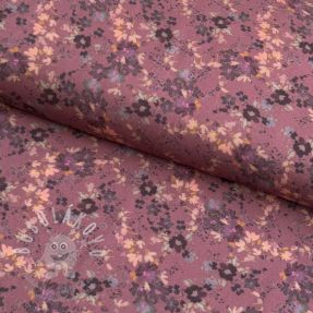 Viskóza ROSELLA STRETCH Tossed flowers rosewood digital print