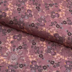 Viskóza ROSELLA STRETCH Tossed flowers rosewood digital print