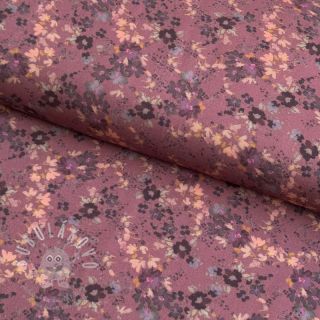 Viskóza ROSELLA STRETCH Tossed flowers rosewood digital print