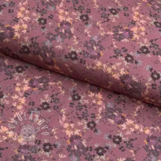 Viskóza ROSELLA STRETCH Tossed flowers rosewood digital print