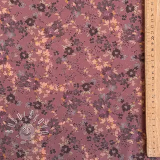 Viskóza ROSELLA STRETCH Tossed flowers rosewood digital print
