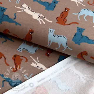 Teplákovina počesaná SOFT Leopard taupe ORGANIC