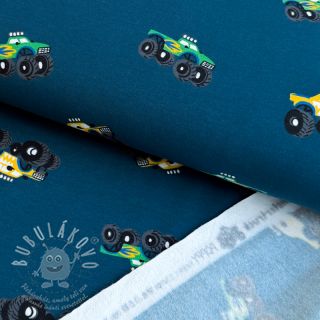 Teplákovina počesaná SOFT Monstertruck indigo