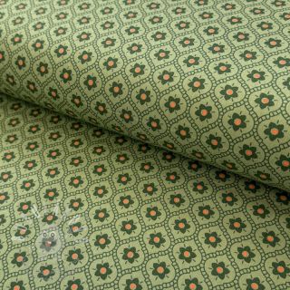 Bavlněná látka Flowers moss green