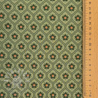 Bavlněná látka Flowers moss green