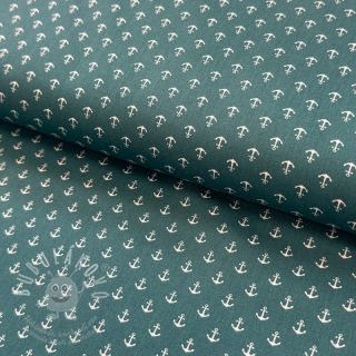 Bavlněná látka Petit anchors petrol