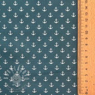 Bavlněná látka Petit anchors petrol