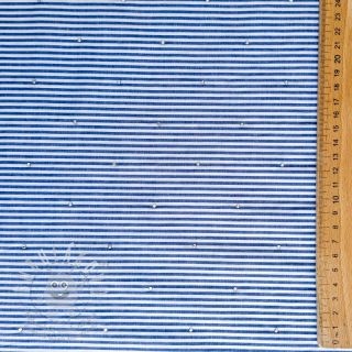 Bavlněná látka YARN DYED Stripes with studs blue