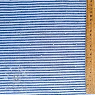 Bavlněná látka YARN DYED Stripes with studs blue