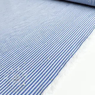 Bavlněná látka YARN DYED Stripes with studs blue