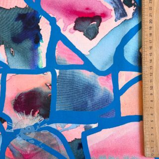 Bavlněná látka SATIN Resonate blue digital print