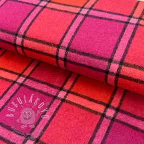 Látka na dámský kostým BRUSHED Check cerise