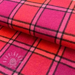 Látka na dámský kostým BRUSHED Check cerise