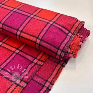 Látka na dámský kostým BRUSHED Check cerise