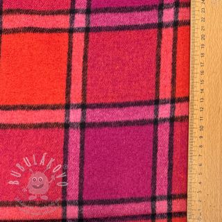 Látka na dámský kostým BRUSHED Check cerise