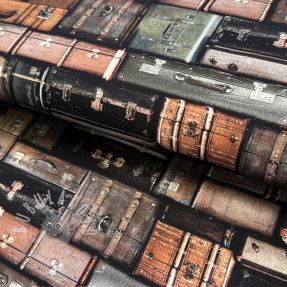 Dekorační látka Suitcases grey digital print