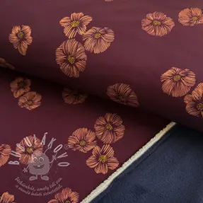 Softshell zimní Flowers aubergine digital print
