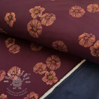 Softshell zimní Flowers aubergine digital print