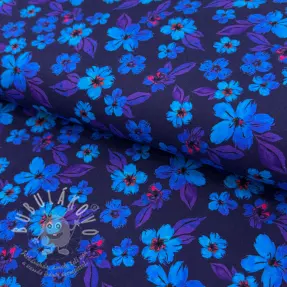 Úplet Hannah flowers blue digital print