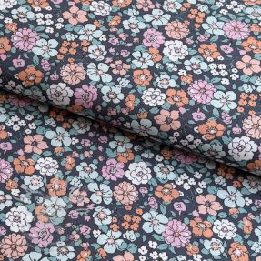 Bavlněná látka Flowers navy ORGANIC