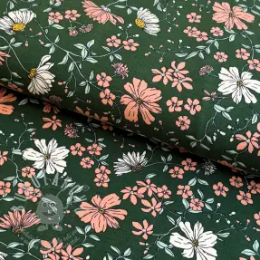 Úplet Flowers dark green