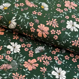 Úplet Flowers dark green