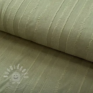 Bavlněná látka JACQUARD Stripes army green