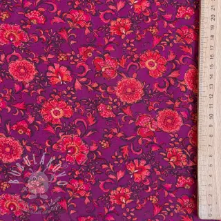 Viskóza POPLIN STRETCH Flowers fuchsia digital print