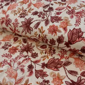 Úplet se lnem Flowers cognac digital print