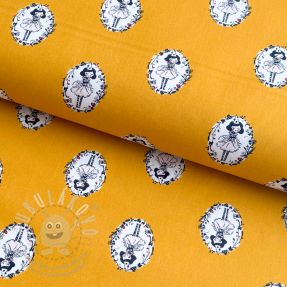 Bavlněná látka Arlequeen medailon ochre