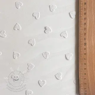 Tyl na TUTU Flock shiny hearts offwhite