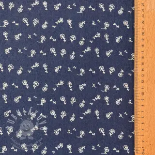 JEANS STRETCH Small retro flowers dark jeans