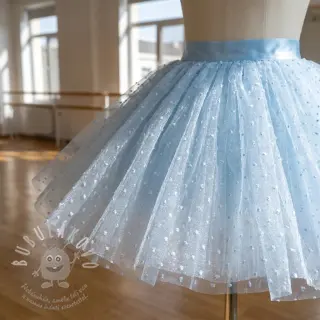 Tyl na TUTU DOTS light blue