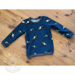 Teplákovina počesaná SOFT Monstertruck indigo