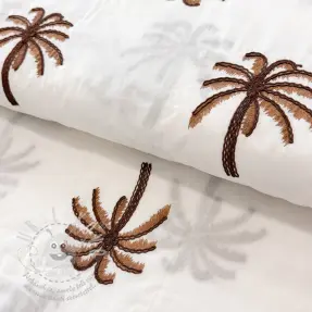 Bavlněná látka VOILE EMBROIDERY Palm brown